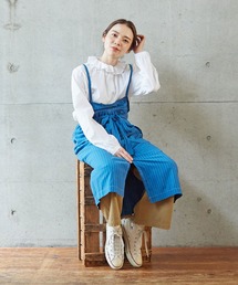 PAR ICI | 先染めチェック/ストライプ エプロンワンピース(ワンピース)