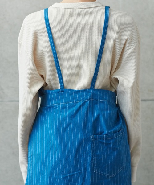 PAR ICI（パーリッシィ）の「先染めチェック/ストライプ エプロンワンピース（ワンピース・レディース・ベージュ/ブルー・FREE）」の22枚目の写真
