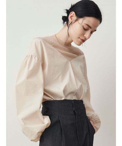 ELENDEEK(エレンディーク)の「シアーニットコンビネーションブラウス(シャツ/ブラウス・レディース・ブラック/オフホワイト/ライトベージュ・FREE)」の18枚目の写真