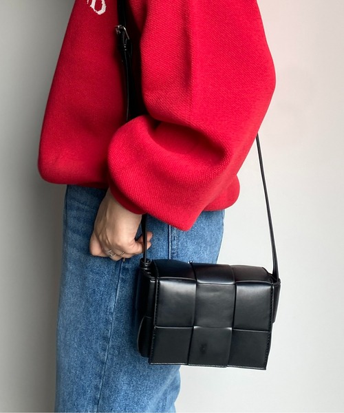 CPCM（シーピーシーエム）の「フェイクレザー編みショルダーバッグ（ショルダーバッグ・メンズ・グリーン/ブラック・FREE）」の2枚目の写真
