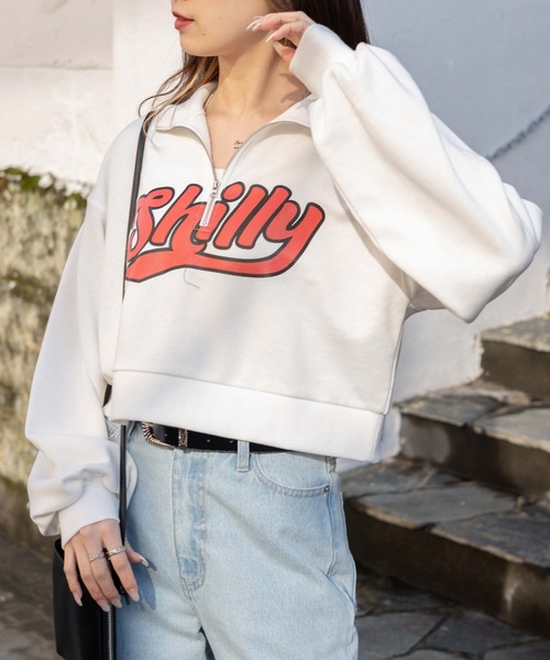 WEGO（ウィゴー）の「WEGO/ハーフジップショートスウェット（スウェット・レディース・ブルー/ホワイト/ブラック/パープル・FREE）」の2枚目の写真