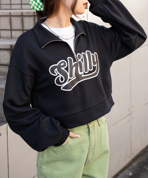 WEGO（ウィゴー）の「WEGO/ハーフジップショートスウェット（スウェット・レディース・ブルー/ホワイト/ブラック/パープル・FREE）」の3枚目の写真