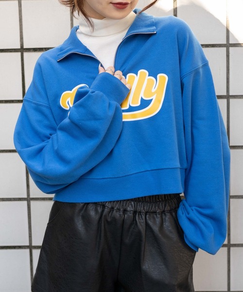 WEGO（ウィゴー）の「WEGO/ハーフジップショートスウェット（スウェット・レディース・ブルー/ホワイト/ブラック/パープル・FREE）」の14枚目の写真