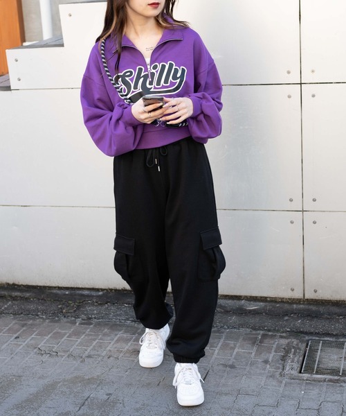 WEGO（ウィゴー）の「WEGO/ハーフジップショートスウェット（スウェット・レディース・ブルー/ホワイト/ブラック/パープル・FREE）」の15枚目の写真