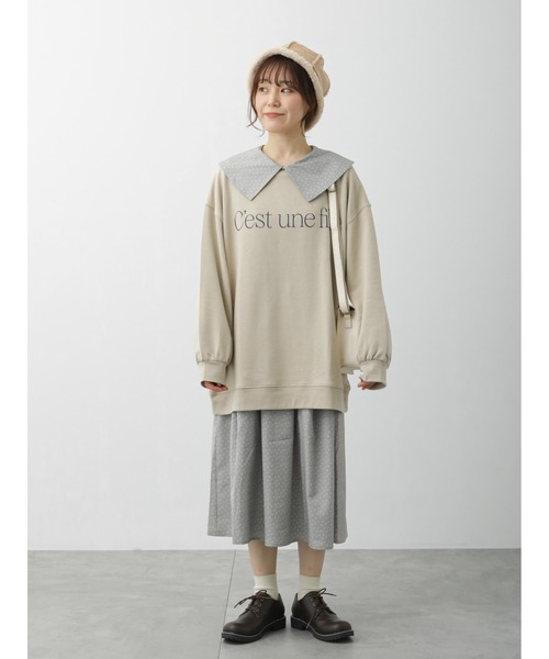 ehka sopo（エヘカソポ）の「花柄襟付ワンピース（ワンピース・レディース・ベージュ/ブラック/グレー・ﾌﾘ-）」の3枚目の写真