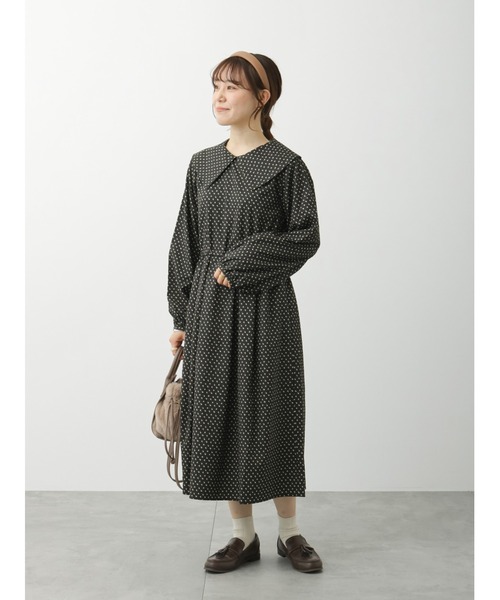 ehka sopo（エヘカソポ）の「花柄襟付ワンピース（ワンピース・レディース・ベージュ/ブラック/グレー・ﾌﾘ-）」の5枚目の写真