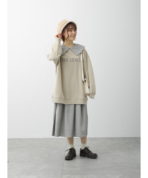 ehka sopo（エヘカソポ）の「花柄襟付ワンピース（ワンピース・レディース・ベージュ/ブラック/グレー・ﾌﾘ-）」の6枚目の写真