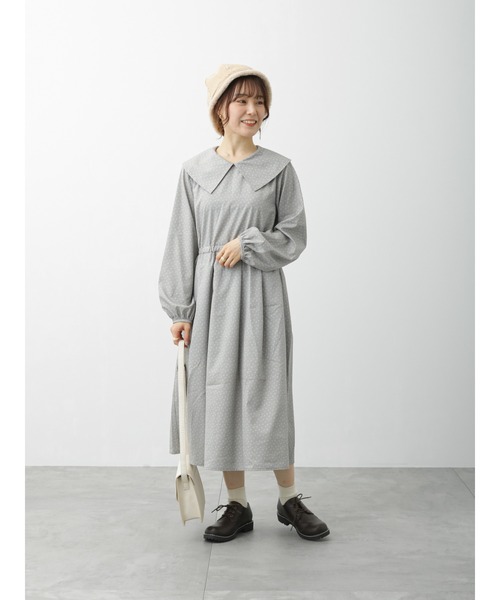 ehka sopo（エヘカソポ）の「花柄襟付ワンピース（ワンピース・レディース・ベージュ/ブラック/グレー・ﾌﾘ-）」の10枚目の写真