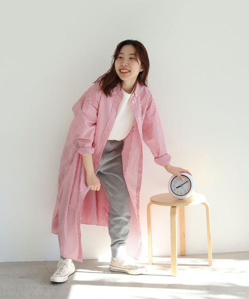PAR ICI（パーリッシィ）の「【WEB別注】オックス/ストライプ ボタンダウンばさっとシャツワンピース（シャツワンピース・レディース・レッド/グリーン/ブルー・FREE）」の14枚目の写真