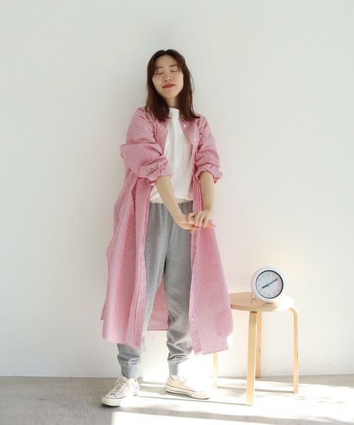 PAR ICI（パーリッシィ）の「【WEB別注】オックス/ストライプ ボタンダウンばさっとシャツワンピース（シャツワンピース・レディース・レッド/グリーン/ブルー・FREE）」の19枚目の写真
