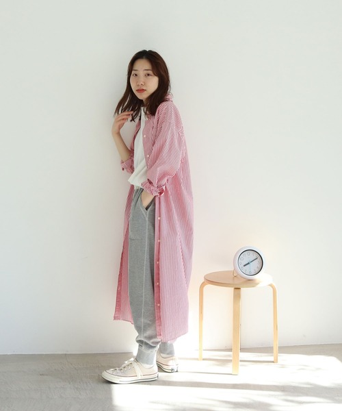 PAR ICI（パーリッシィ）の「【WEB別注】オックス/ストライプ ボタンダウンばさっとシャツワンピース（シャツワンピース・レディース・レッド/グリーン/ブルー・FREE）」の20枚目の写真