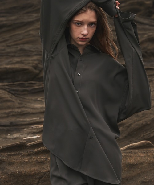 CIASENSE(シアセンス)の「Loose silhouette Regular collar shirt /setup/ ルーズシルエットレギュラーカラートロミシャツ/セットアップ可(シャツ/ブラウス・メンズ・ブラック/チャコールグレー/ライトグレー・M/L)」の5枚目の写真