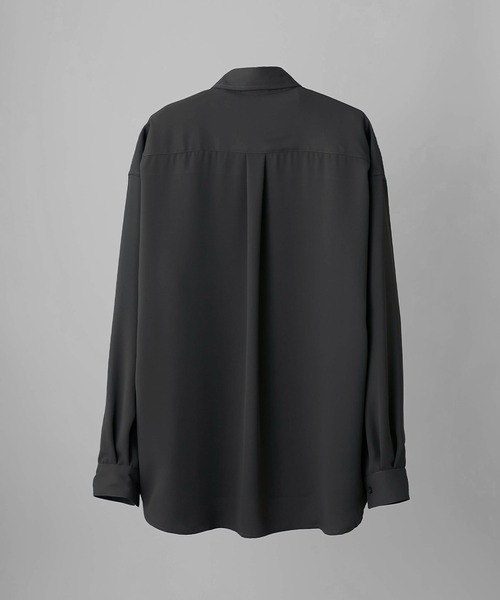 セオリー♡開襟とろみシャツ♡黒 Loose silhouette Regular collar shirt /Half Sleeve/setup