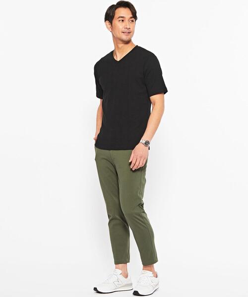 green label relaxing(グリーンレーベルリラクシング)の「【WEB限定】JUSTFIT ハリヌキ ワッフル Vネック 半袖 カットソー(Tシャツ/カットソー・メンズ・ブラック/ホワイト/モカ・XL/M/L/S)」の14枚目の写真