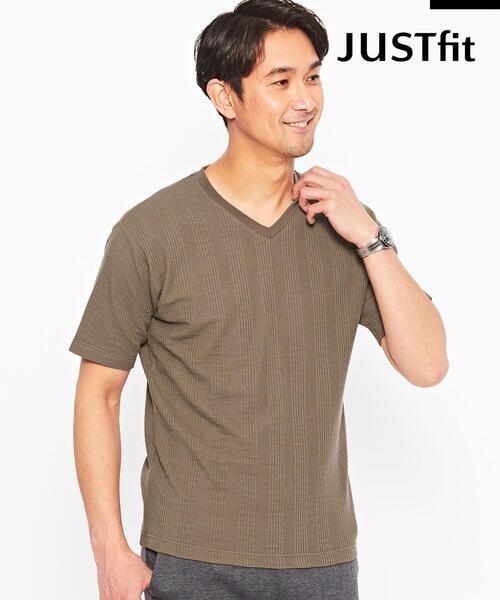 green label relaxing(グリーンレーベルリラクシング)の「【WEB限定】JUSTFIT ハリヌキ ワッフル Vネック 半袖 カットソー(Tシャツ/カットソー・メンズ・ブラック/ホワイト/モカ・XL/M/L/S)」の19枚目の写真