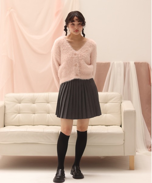 カーディガン muguet shaggy knit ensemble pink muguet（ミュゲ）の「shaggy knit ensemble（ニット/セーター）」 - WEAR