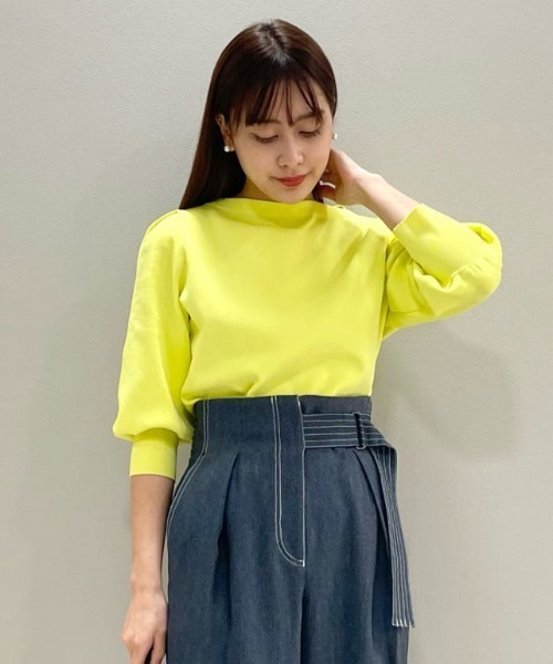 CAST:（キャストコロン）の「ボリュームスリーブニット（ニット/セーター・レディース・イエロー/ネイビー/オフホワイト/ブルー・M）」の4枚目の写真