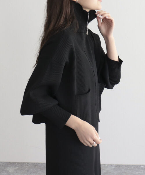 fredy emue（フレディエミュ）の「【SETアイテム】レイヤードニットキャミワンピース<br>（ワンピース・レディース・グレイッシュブルー/アイボリー/ブラック・38）」の3枚目の写真