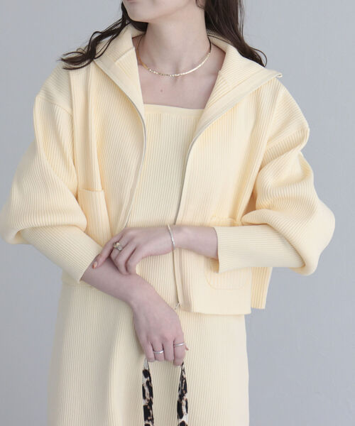 fredy emue（フレディエミュ）の「【SETアイテム】レイヤードニットキャミワンピース<br>（ワンピース・レディース・グレイッシュブルー/アイボリー/ブラック・38）」の9枚目の写真