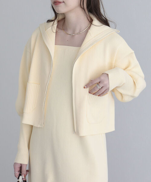 fredy emue（フレディエミュ）の「【SETアイテム】レイヤードニットキャミワンピース<br>（ワンピース・レディース・グレイッシュブルー/アイボリー/ブラック・38）」の12枚目の写真