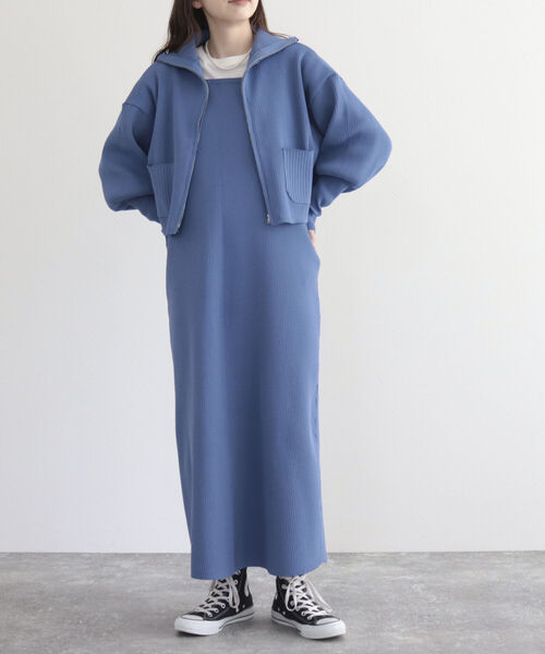 fredy emue（フレディエミュ）の「【SETアイテム】レイヤードニットキャミワンピース<br>（ワンピース・レディース・グレイッシュブルー/アイボリー/ブラック・38）」の16枚目の写真