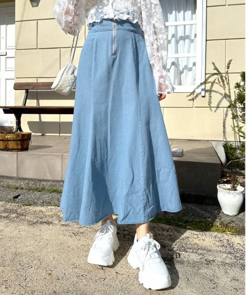 大きいサイズ、OLIVE des OLIVE、フレアスカート OLIVE des OLIVE（オリーブデオリーブ）の「フロントZIPフレア