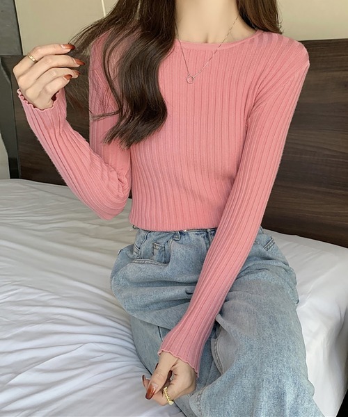 NinaetLina（ニナエリナ）の「クルーネックリブニットソー（ニット/セーター・レディース・ブラック/グレー/ベージュ/サンドベージュ/ミント/モカ/オートミール/ピンク・FREE）」の14枚目の写真