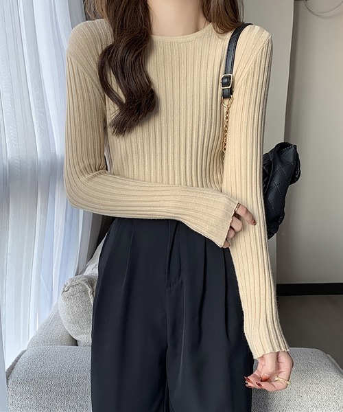 NinaetLina（ニナエリナ）の「クルーネックリブニットソー（ニット/セーター・レディース・ブラック/グレー/ベージュ/サンドベージュ/ミント/モカ/オートミール/ピンク・FREE）」の15枚目の写真