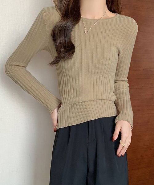 NinaetLina（ニナエリナ）の「クルーネックリブニットソー（ニット/セーター・レディース・ブラック/グレー/ベージュ/サンドベージュ/ミント/モカ/オートミール/ピンク・FREE）」の9枚目の写真