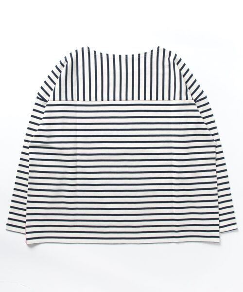 Q（キュー）の「ボーダースリットロンT（Tシャツ/カットソー・レディース・ネイビー系/グリーン系その他・MEDIUM）」の5枚目の写真