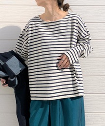 Q | ボーダースリットロンT(Tシャツ/カットソー)