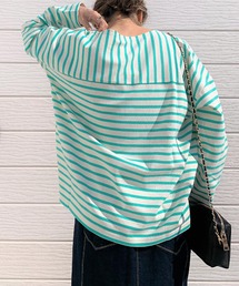 Q | ボーダースリットロンT(Tシャツ/カットソー)