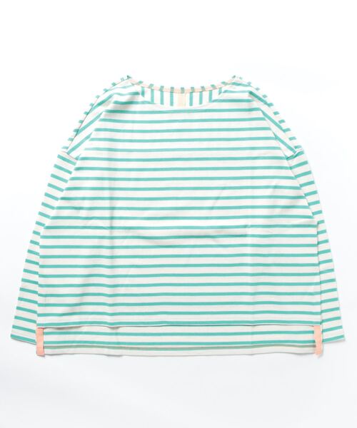 Q（キュー）の「ボーダースリットロンT（Tシャツ/カットソー・レディース・ネイビー系/グリーン系その他・MEDIUM）」の6枚目の写真