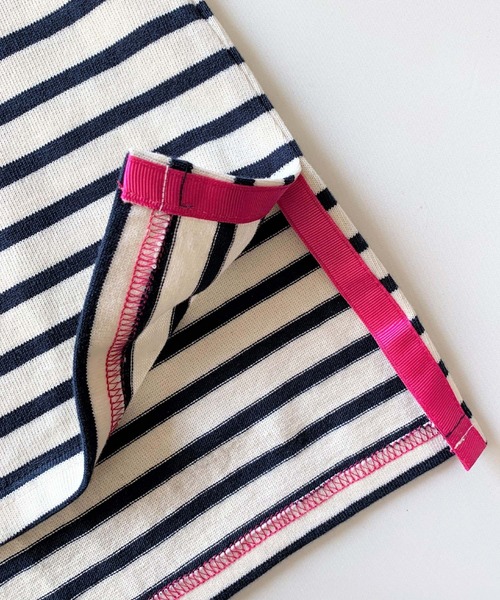 Q（キュー）の「ボーダースリットロンT（Tシャツ/カットソー・レディース・ネイビー系/グリーン系その他・MEDIUM）」の10枚目の写真