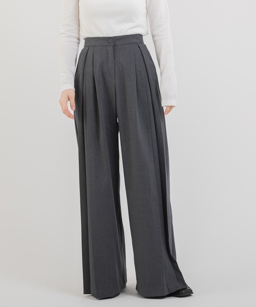 Jeudi（ジュディ）の「2タックプリーツワイドスラックス（スラックス・レディース・アイボリー/グレー/ブラック・S/M）」の3枚目の写真