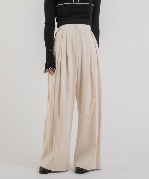 Jeudi（ジュディ）の「2タックプリーツワイドスラックス（スラックス・レディース・アイボリー/グレー/ブラック・S/M）」の9枚目の写真