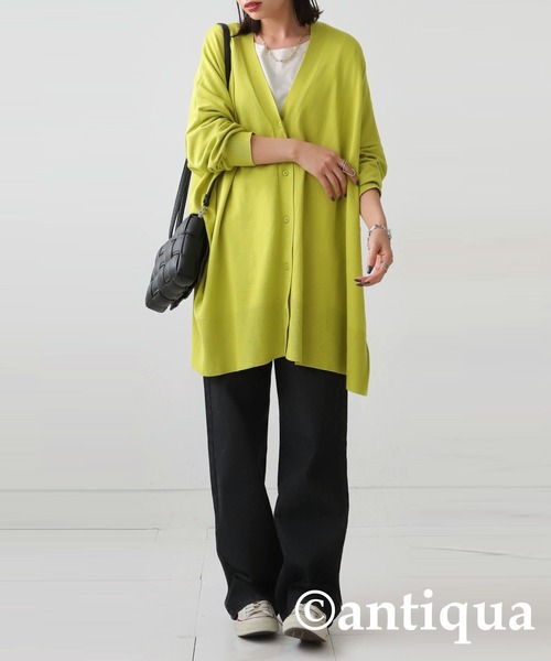 antiqua（アンティカ）の「UVカットシンプルVネックカーディガン（カーディガン/ボレロ・レディース・グレイッシュベージュ/ブラック/パープル/ライム・FREE）」の20枚目の写真