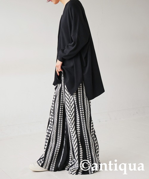 antiqua（アンティカ）の「UVカットシンプルVネックカーディガン（カーディガン/ボレロ・レディース・グレイッシュベージュ/ブラック/パープル/ライム・FREE）」の6枚目の写真