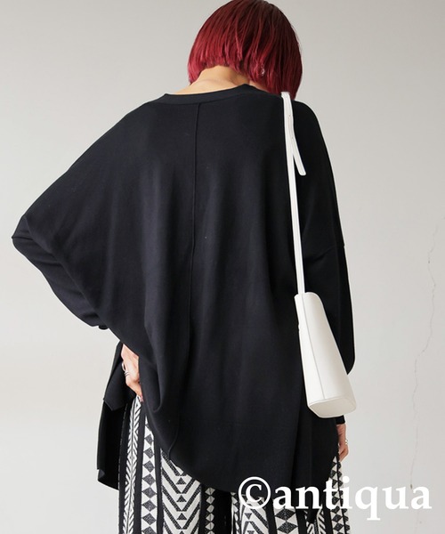 antiqua（アンティカ）の「UVカットシンプルVネックカーディガン（カーディガン/ボレロ・レディース・グレイッシュベージュ/ブラック/パープル/ライム・FREE）」の7枚目の写真