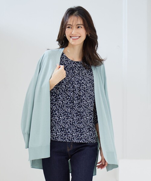 J.PRESS Ladies(J.プレス レディス)の「【洗える・UVケア】 サマー カーディガン(カーディガン/ボレロ・レディース・ライトグリーン系/ネイビー系/ブラウン系・SMALL)」の2枚目の写真