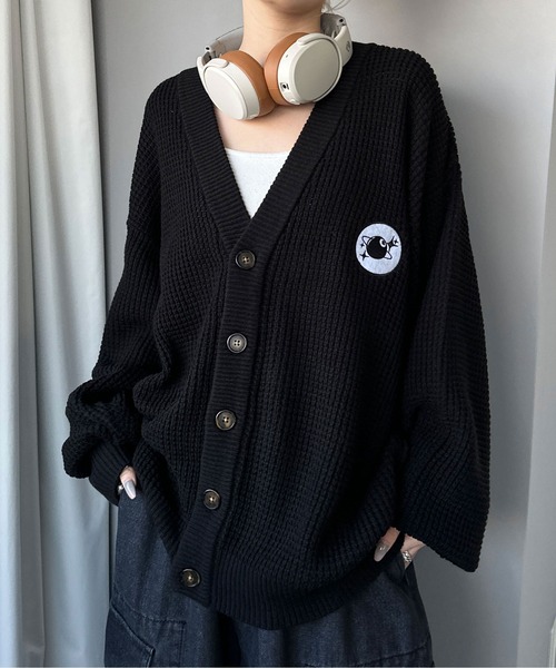 sedacle（セダクル）の「ワッフルカラーカーディガン（カーディガン/ボレロ・メンズ・アイボリー/ブラック/オレンジ/ブルー・MEDIUM/LARGE）」の3枚目の写真