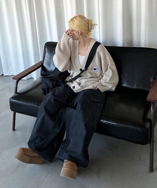 sedacle（セダクル）の「ワッフルカラーカーディガン（カーディガン/ボレロ・メンズ・アイボリー/ブラック/オレンジ/ブルー・MEDIUM/LARGE）」の20枚目の写真