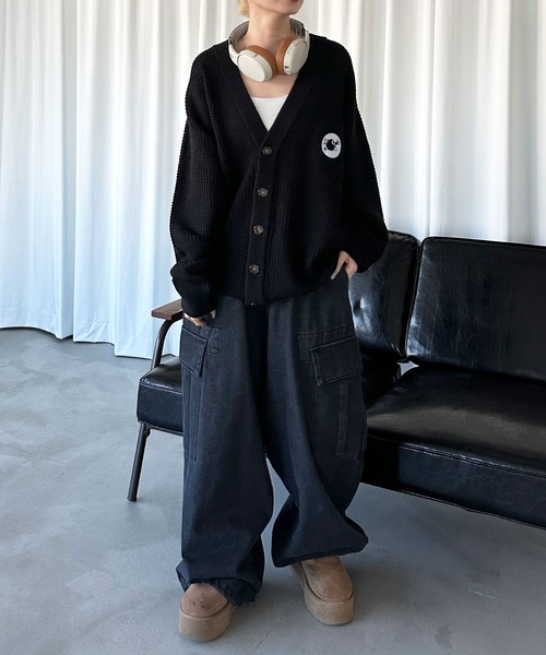 sedacle（セダクル）の「ワッフルカラーカーディガン（カーディガン/ボレロ・メンズ・アイボリー/ブラック/オレンジ/ブルー・MEDIUM/LARGE）」の7枚目の写真