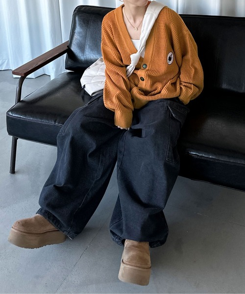 sedacle（セダクル）の「ワッフルカラーカーディガン（カーディガン/ボレロ・メンズ・アイボリー/ブラック/オレンジ/ブルー・MEDIUM/LARGE）」の14枚目の写真