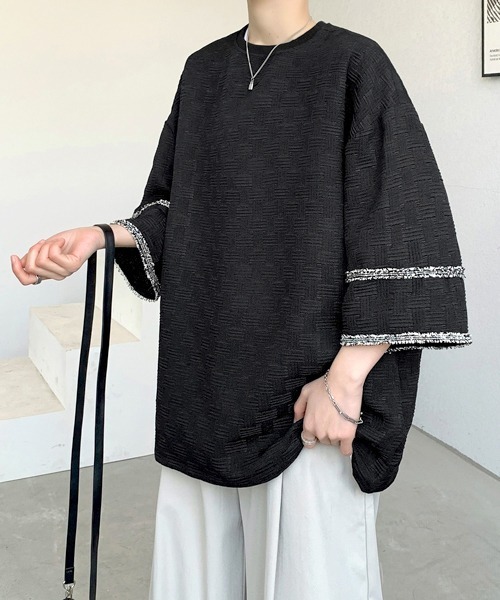 FVLMEN(フルメン)の「【FVLMEN】line design halfsleeve tee/ラインデザイン ハーフスリーブ T(Tシャツ/カットソー・メンズ・ホワイト/ブラック・MEDIUM/LARGE/X-LARGE)」の2枚目の写真