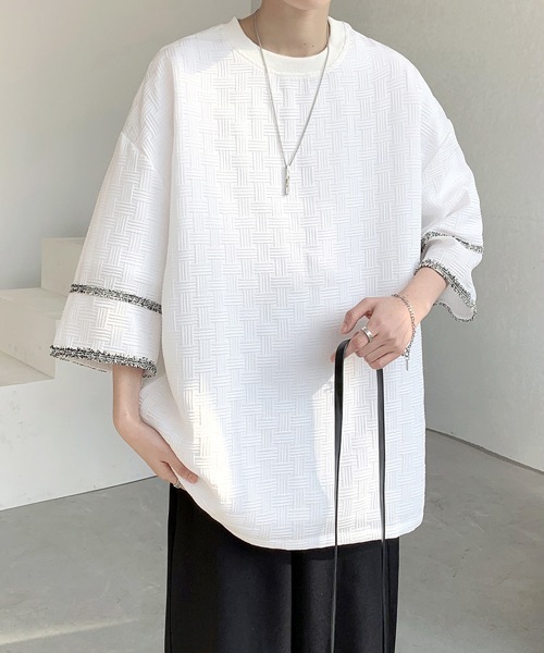 FVLMEN(フルメン)の「【FVLMEN】line design halfsleeve tee/ラインデザイン ハーフスリーブ T(Tシャツ/カットソー・メンズ・ホワイト/ブラック・MEDIUM/LARGE/X-LARGE)」の5枚目の写真