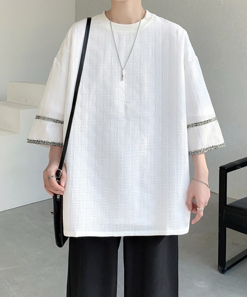 FVLMEN(フルメン)の「【FVLMEN】line design halfsleeve tee/ラインデザイン ハーフスリーブ T(Tシャツ/カットソー・メンズ・ホワイト/ブラック・MEDIUM/LARGE/X-LARGE)」の3枚目の写真