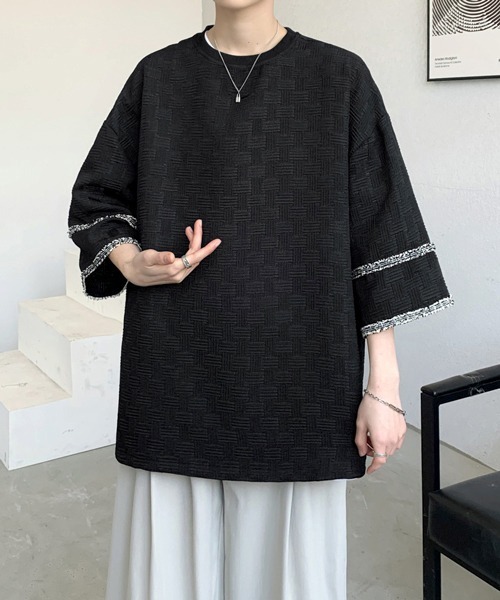 FVLMEN(フルメン)の「【FVLMEN】line design halfsleeve tee/ラインデザイン ハーフスリーブ T(Tシャツ/カットソー・メンズ・ホワイト/ブラック・MEDIUM/LARGE/X-LARGE)」の6枚目の写真