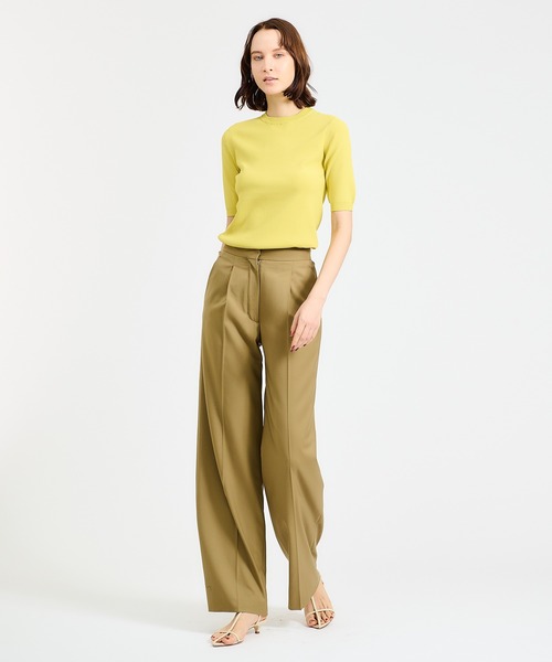 UMA ESTNATION（ユマエストネーション）の「UMA ESTNATION / クルーネックハーフスリーブニット（ニット/セーター・レディース・イエロー/ネイビー・FREE）」の5枚目の写真