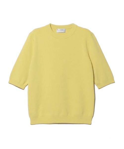 UMA ESTNATION（ユマエストネーション）の「UMA ESTNATION / クルーネックハーフスリーブニット（ニット/セーター・レディース・イエロー/ネイビー・FREE）」の6枚目の写真